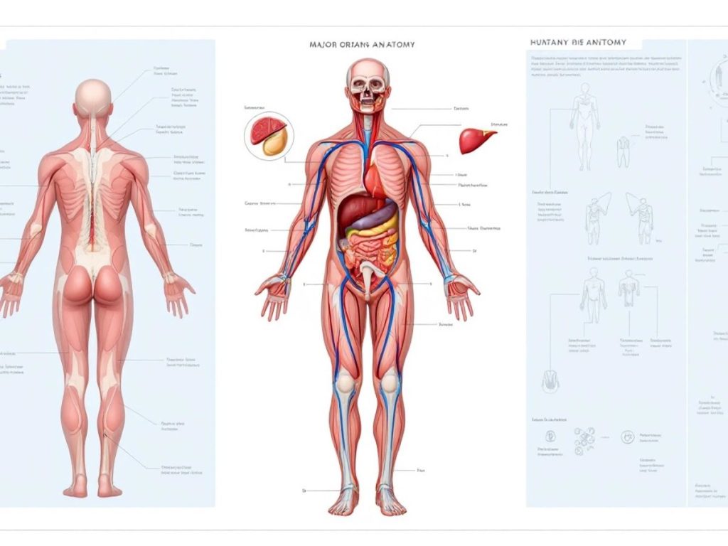 Anatomia corpului uman, evidențiind organele principale.