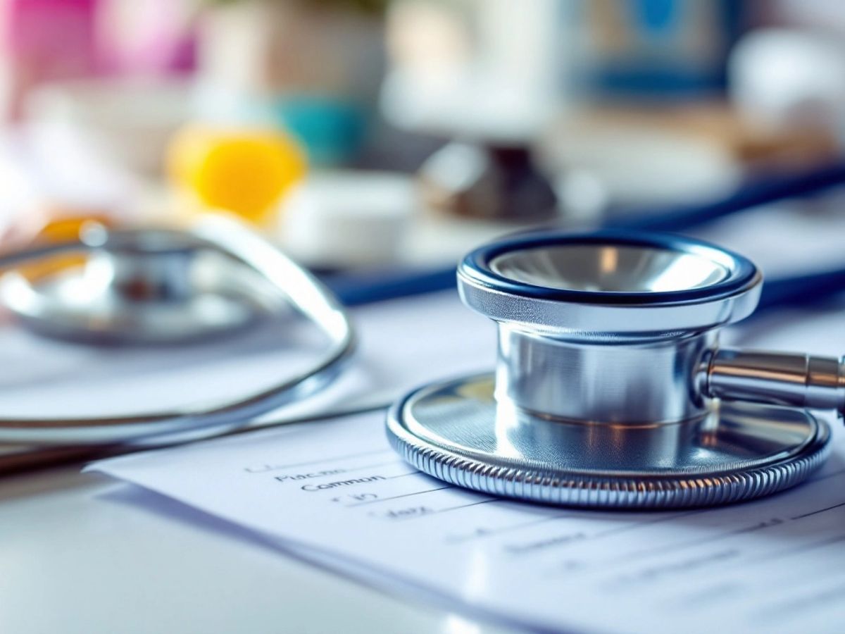 Stetoscop și rețetă pe un fundal medical.