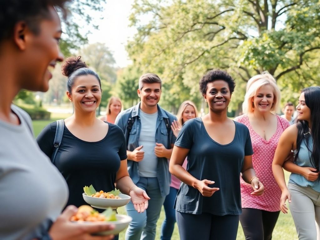 Oameni activi și sănătoși în parc.