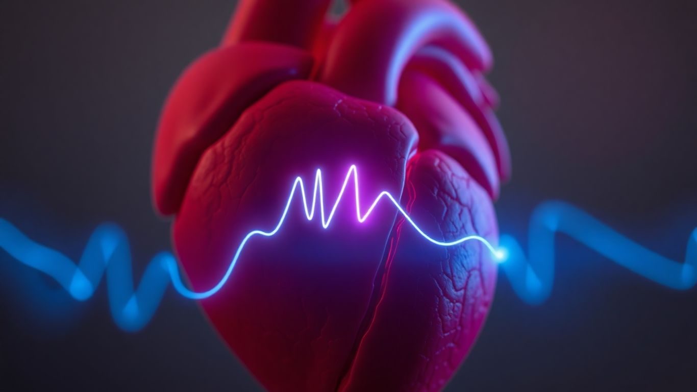 Inimă cu unde de lumină pulsante